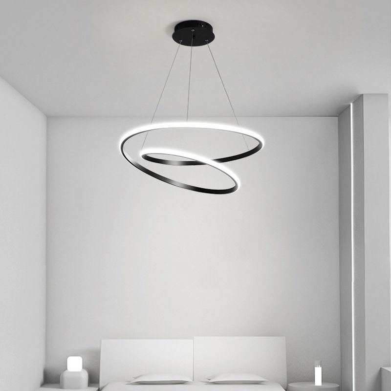 24" Wide Modern Chandelier LED Hanging Ceiling Lights for Living Room Dining Room