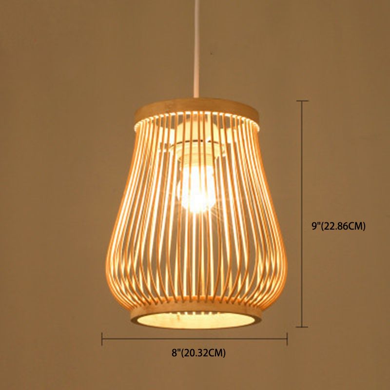 Beige colgante colgante colgante estilo 1 bulbo colgante de bambú para mesa de comedor