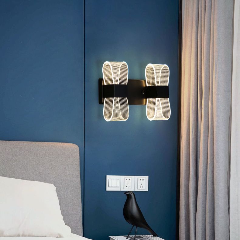 Zeitgenössische LED -Wandleuchter ovales Aluminiumwandmontage Licht für Schlafzimmer