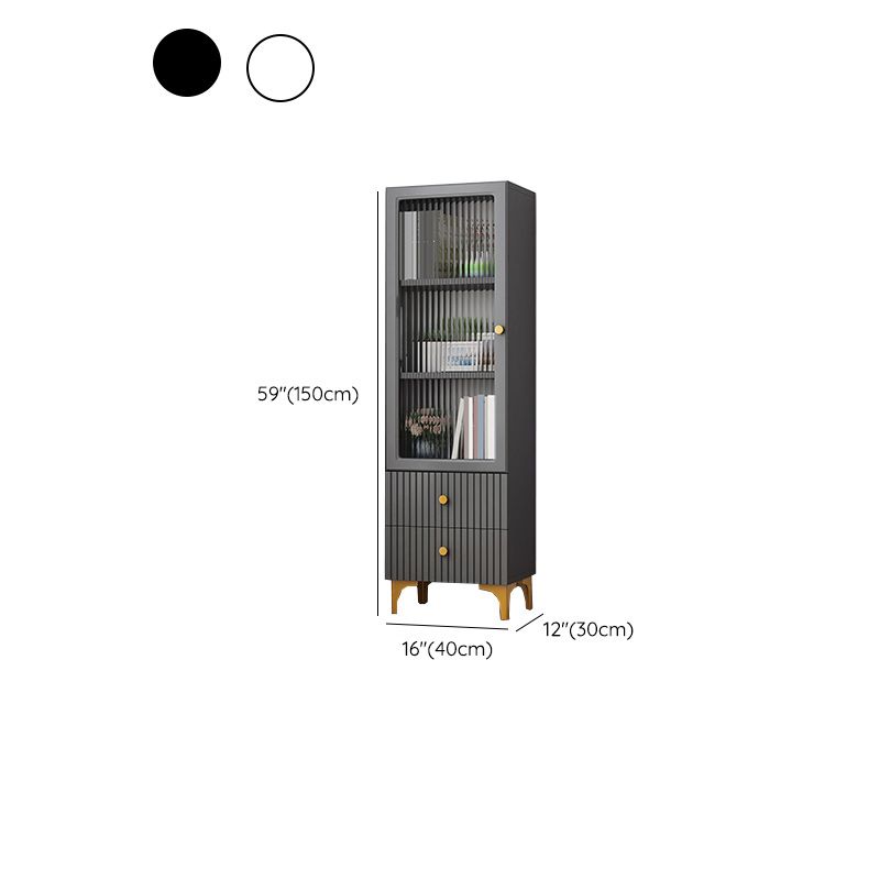 Contemporary Glass Paned Accent Cabinet 2 - Drawer Side Cabinet