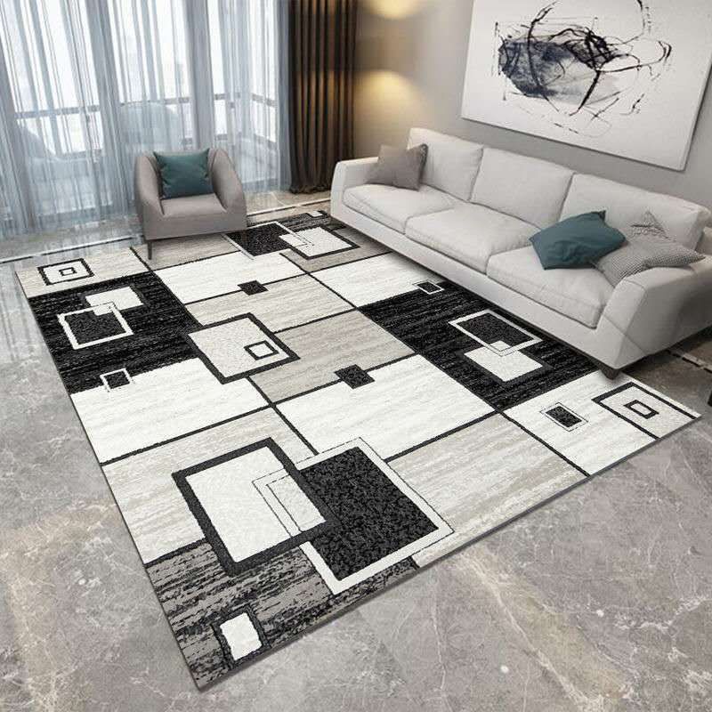 Geometric Indoor Rug Patchwork Modern Area Rug Polyester Living Room Carpet with Non-Slip Backing