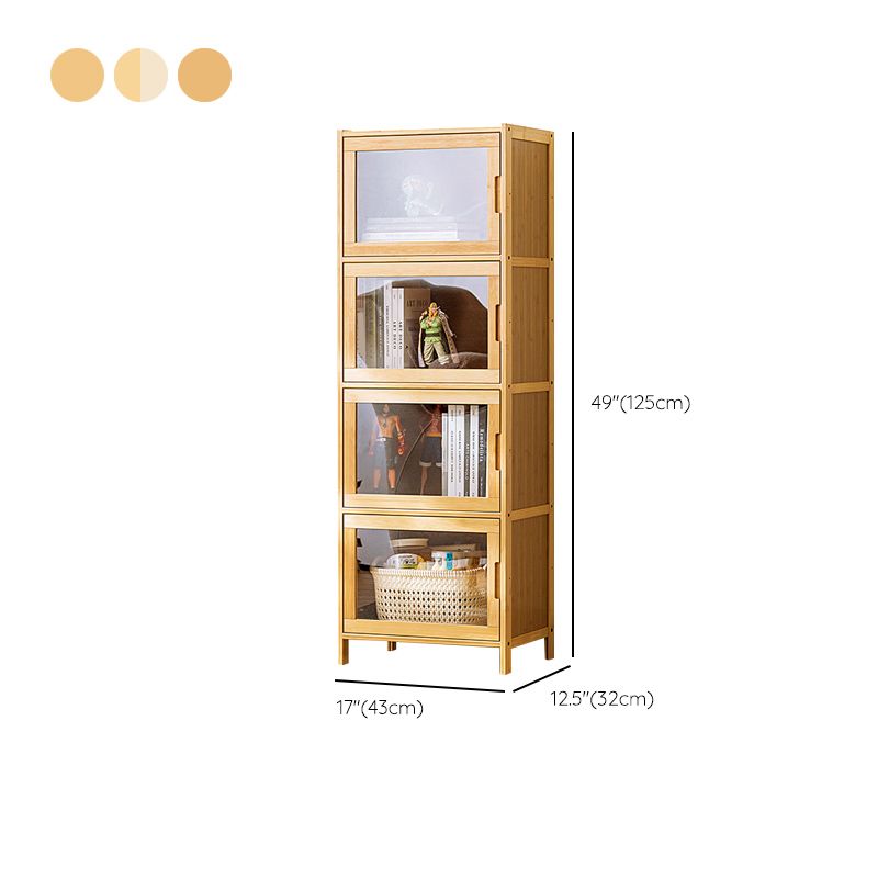 Contemporary Rectangle Storage Cabinet Natural Finish Accent Cabinet with Doors