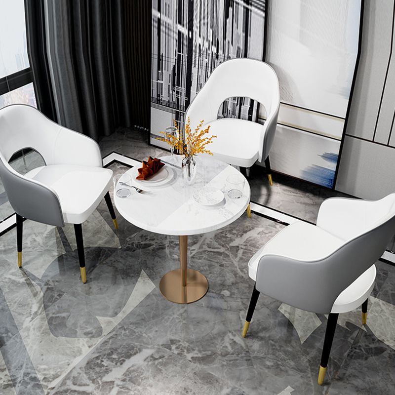 Glam Style Side Chair Open Back Leather Indoor Dining Chair for Home