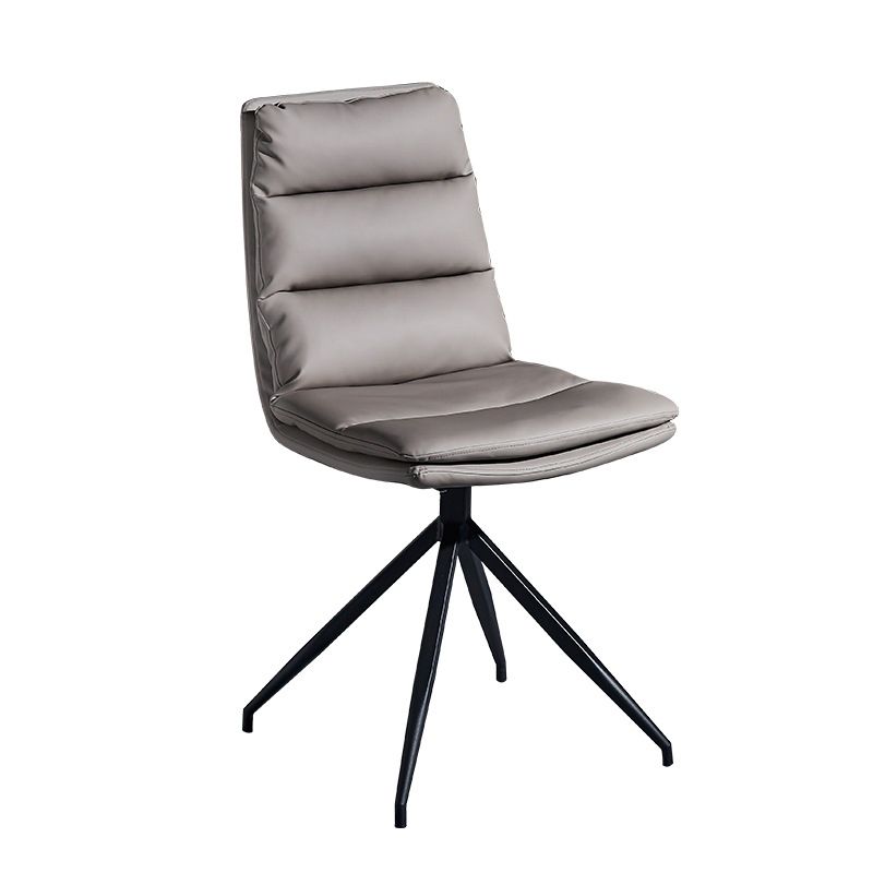 Sillas sin brazos con respaldo sólido de estilo industrial Sillas de comedor de cuero de microfibra (juego de 4)