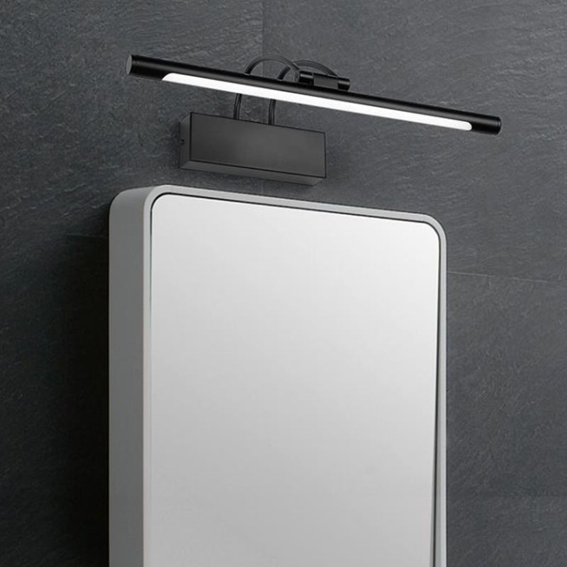 Metal Linear Shade Wall Sconce Modern Style Modern 1 Light Mirror Wall Mount Lighting in Black