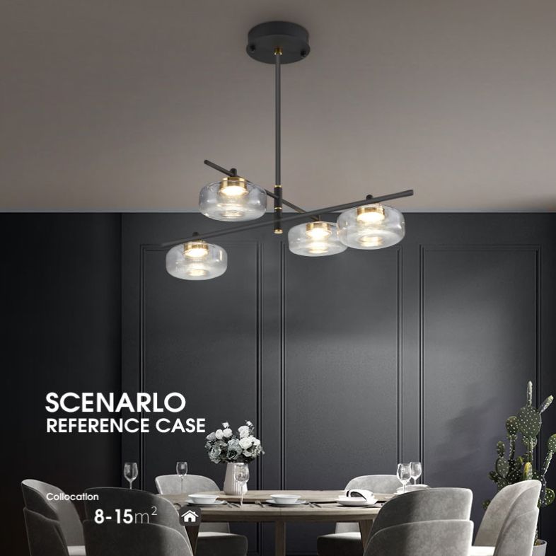 Modern Black Sputnik Chandelier Light Fixtures Aluminum Hanging Lamp for Living Room