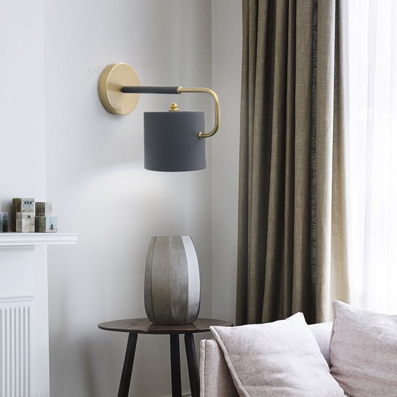 Illuminazione a parete a forma di cilindro in stile moderno in metallo 1 lampada montata a parete per la testa