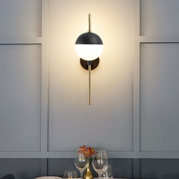 Glass Black and Gold Wall Lamp in Modern Simplicity Iron Globe Wall Light for Interior Spaces