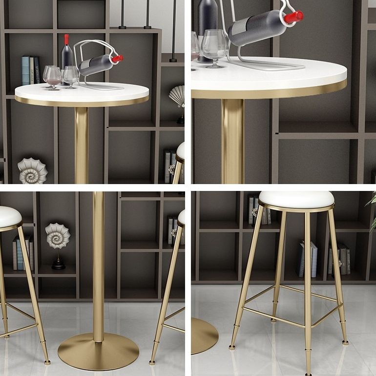 41.3"H Glam Style Bar Table Faux Marble Pedestal Bar Wine Table,