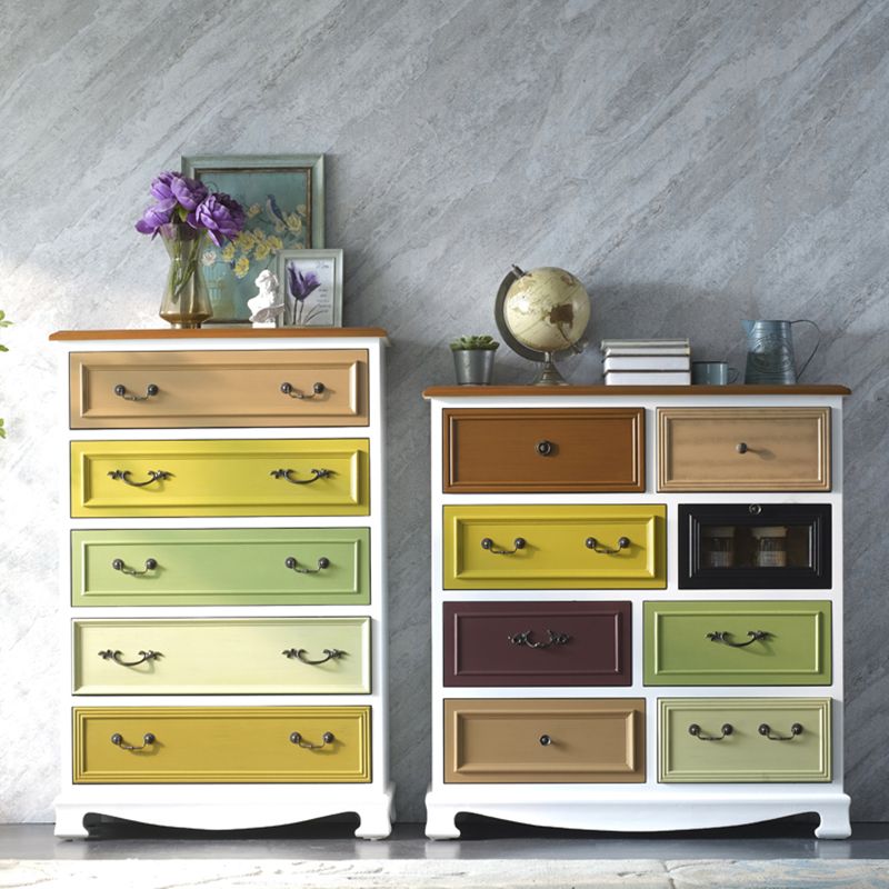 Coastal Storage Chest Solid Wood Storage Chest Dresser with 5/8 Drawers