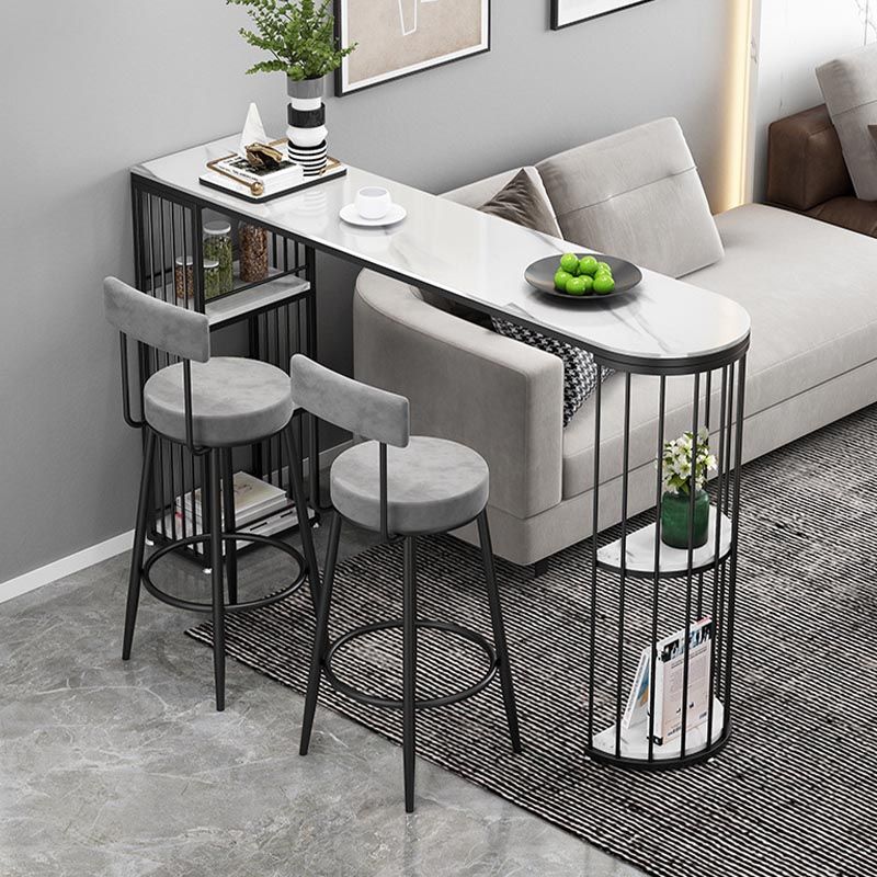 Modern 1/3 Pieces Bar Table Set Stone Counter Table with High Stools for Milk Tea Shop