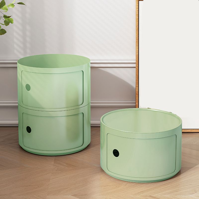 Dia 12.6" Nordic Round Plastic Side Table in Yellow/Green with Storage