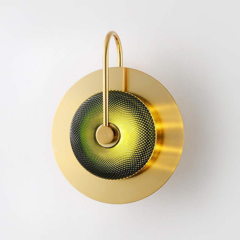 Glass Gold LED Wall Lamp in Modern Luxury Style Metal Circular Wall Light for Interior Spaces