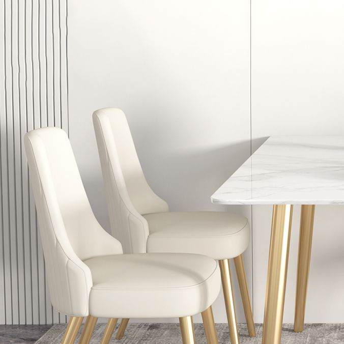 Glam Iron Dinette Set 1/2/3/5/7 Pieces Rectangle Dining Table Set with Sintered Stone Top