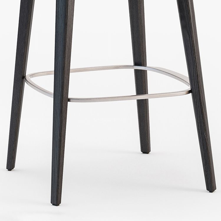 Faux Leather Upholstered Arm Bar Stool with Solid Wood Base for Home