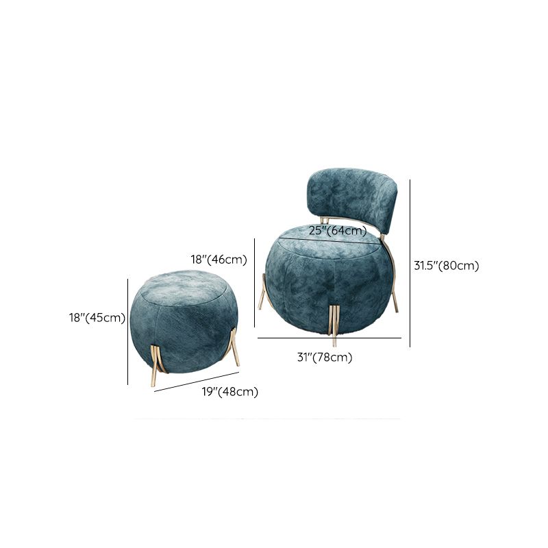 Blue Armless Lounge Chair Armless Fixed Back Bedroom Ottoman Set