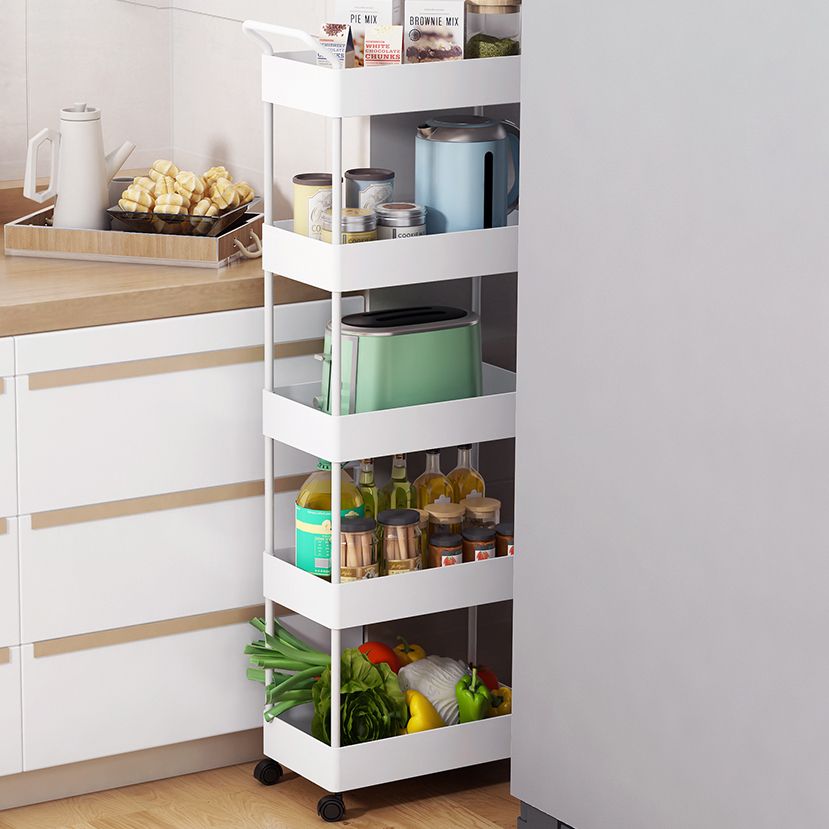 Rectangular Open Bookcase Modern Metal Bookshelf with Casters