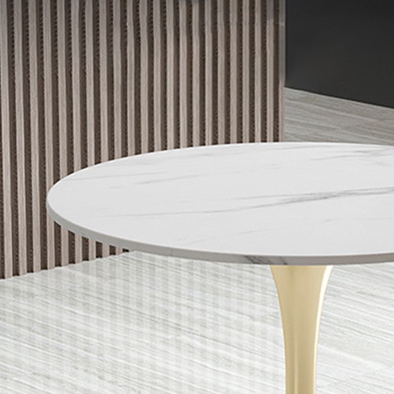 Round Traditional Luxury Dining Table White Stone Top Dinette Table