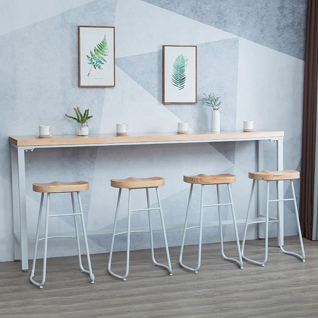 Glam Style Rectangle Bar Table Solid Wood Fixed Bar Dining Table for Indoor