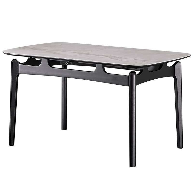 Dining Room Stone Dinner Table Rectangle 4 Legs Dining Table