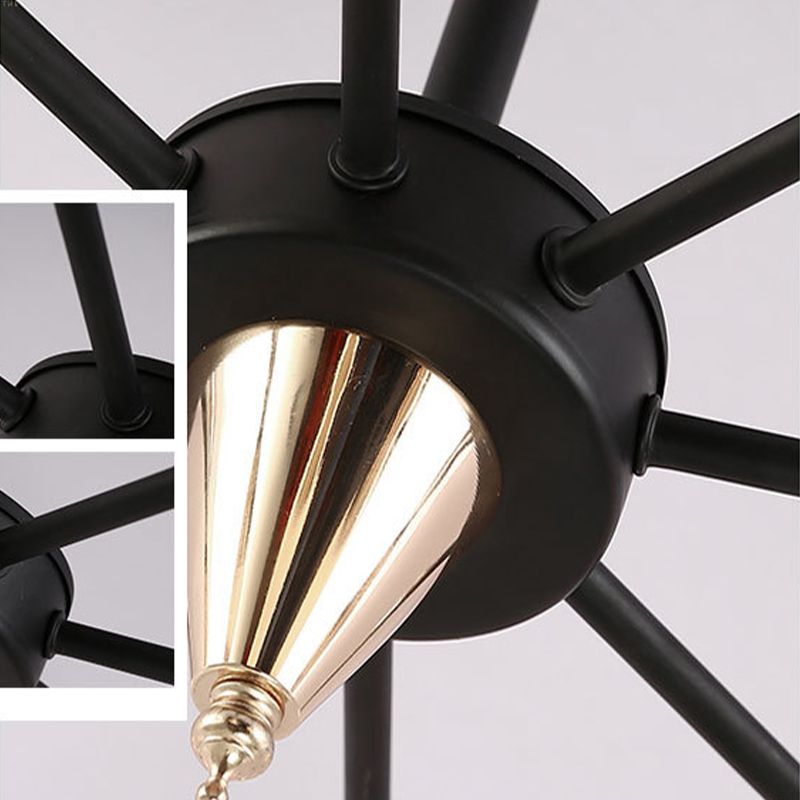 Metaal sputnik kroonluchter verlichtingsarmatuur moderne stijl hangende lamp in het zwart
