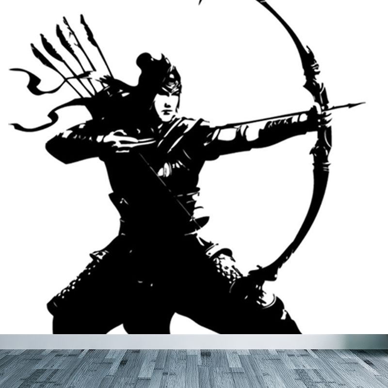 Valiant Chivalrous Expert Mural Decal Black Contemporary Wall Art for Living Room