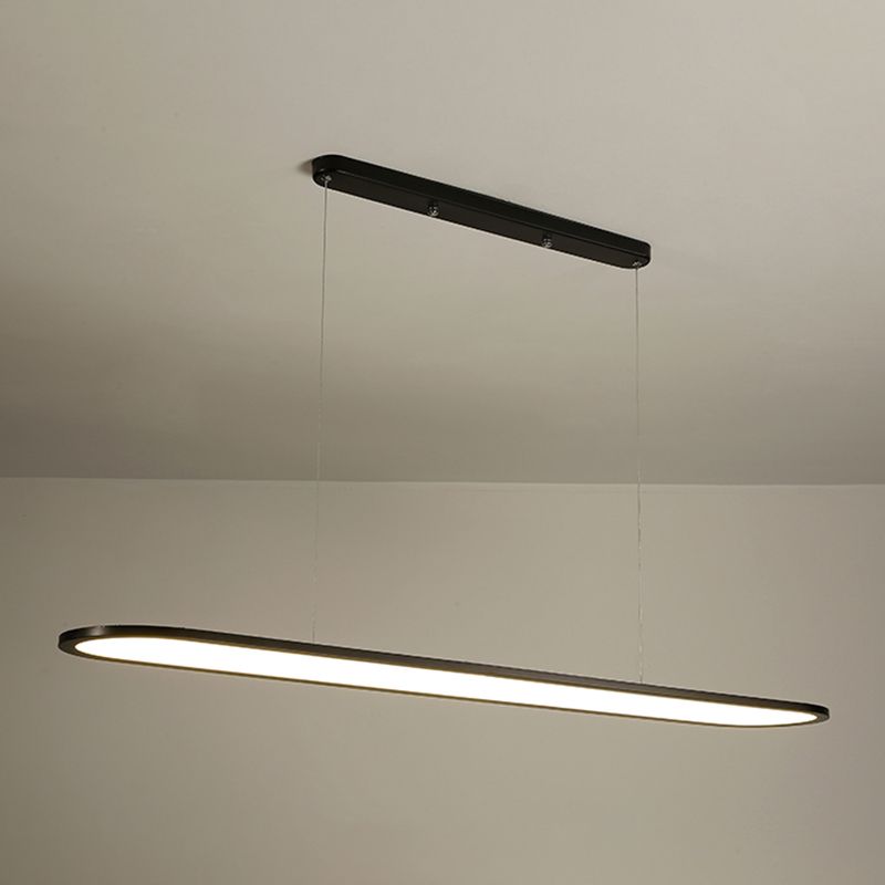 Modern Metal Pendant Light LED Hanging Light with Acrylic Shade in Black for Living Room