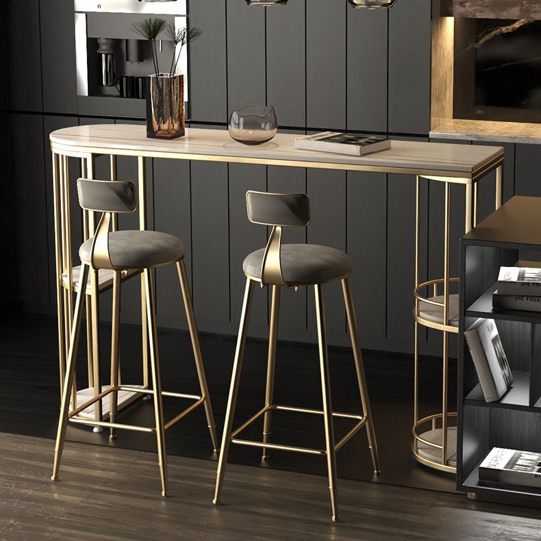 Modern Stone Storage Pub Height Dining Table Double Pedestal Indoor Bar Table, Only Table