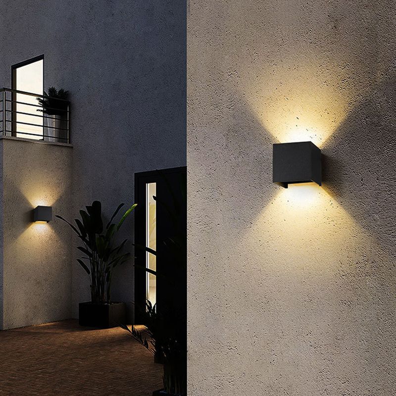 Modern Metal Wall Sconce Square Shape Wall Light with Acrylic Shade for Living Room