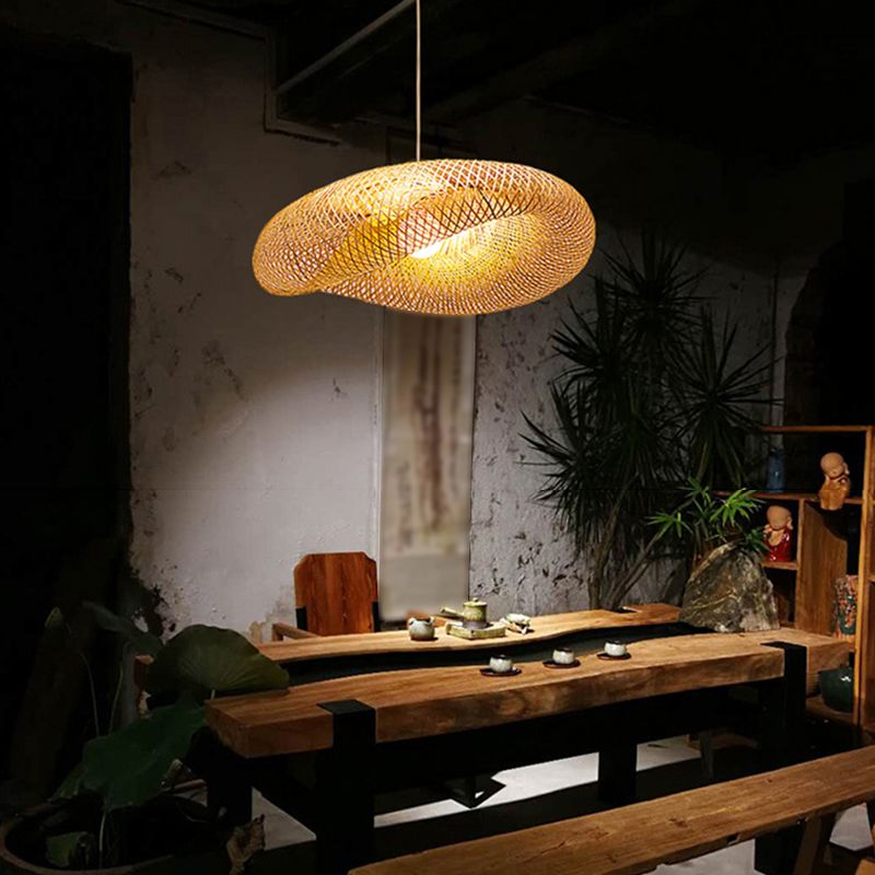 Asia Tea Room Hanging Deckenleuchte Beige Hut Decke Anhänger Licht mit 1 Licht