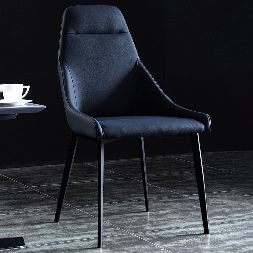 Silla de comedor de metal moderno, silla lateral de comedor de cuero sintético para uso en restaurantes