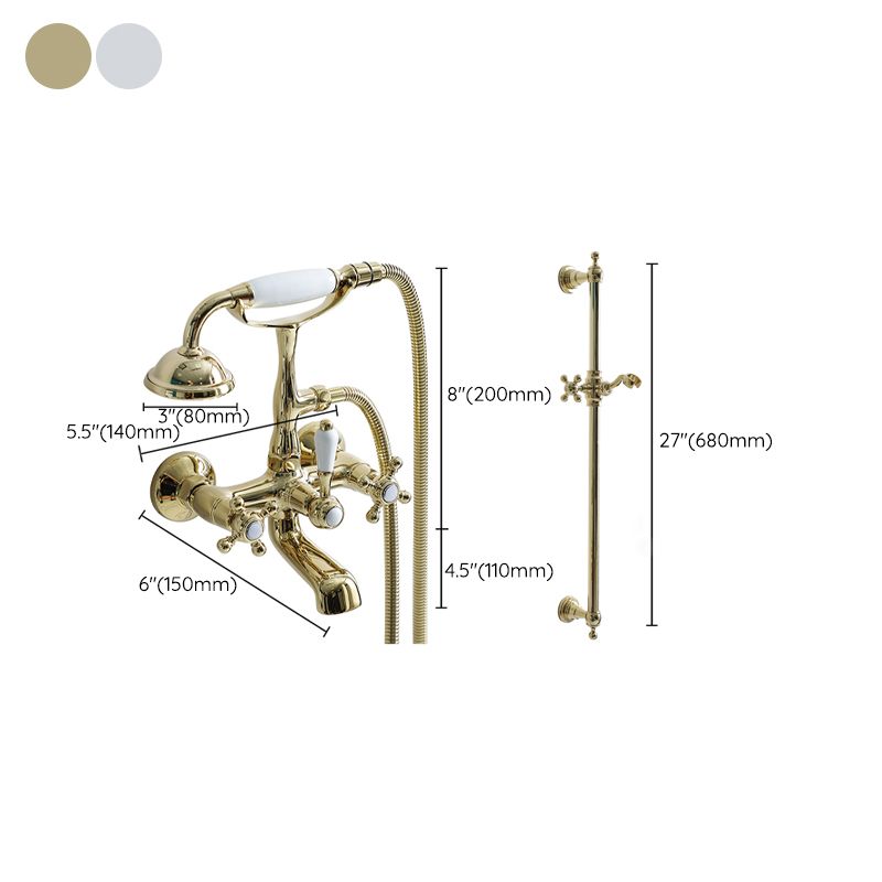 Glam Retro Wall Mounted Metal Claw Foot Tub Faucet Trim Low Arc Claw Foot Tub Faucet
