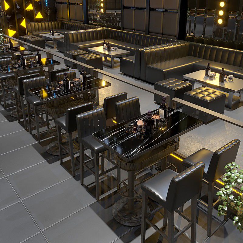 Industrial Style Bar Height Table Black Bar Dining Table with Storage