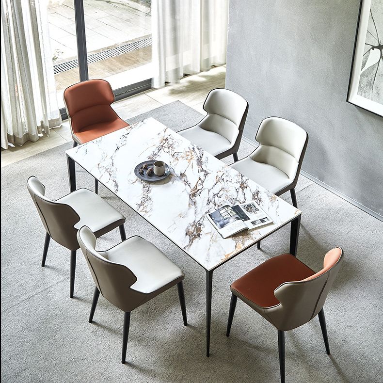 Contemporary Metal Dining Room Chairs Wingback Armless Chair for Home Use