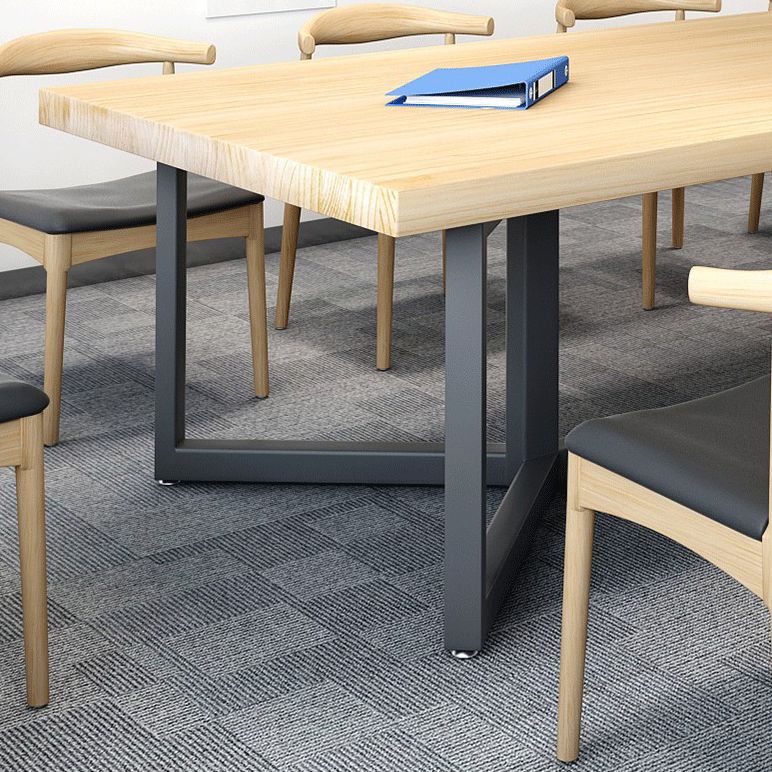 Metal Industrial Rectangle Dining Table Solid Wood Top Table for Kitchen and Dining Room