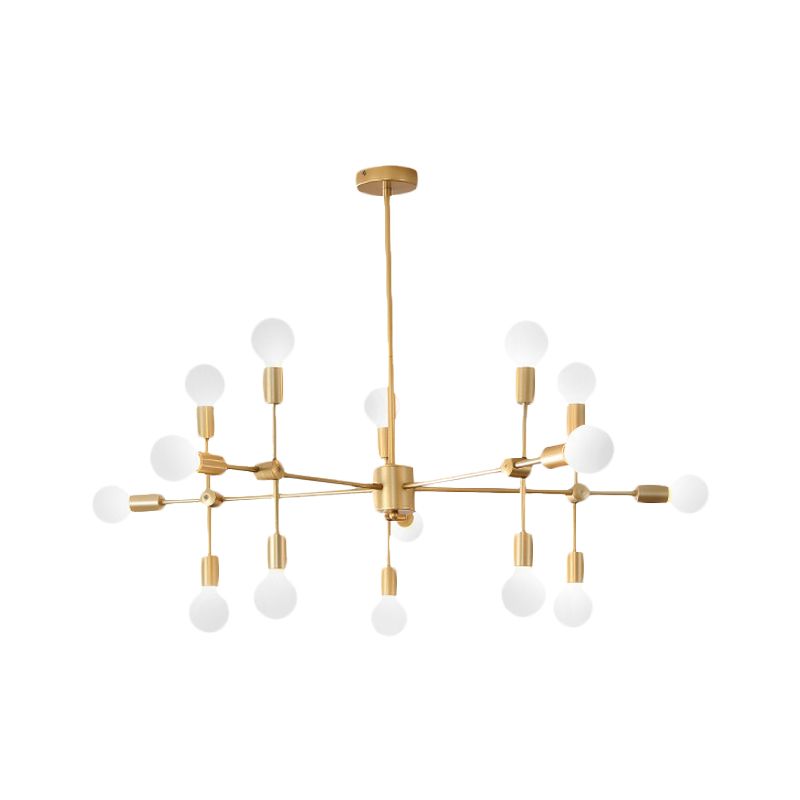 Sputnik Living Room Hanging Chandelier Opal Glass 9/12/15 Lights Modernist Hanging Lamp in Black/Gold