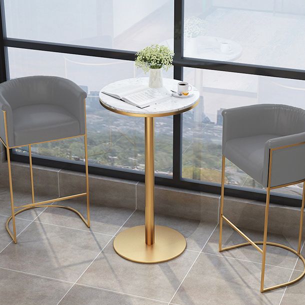 White Stone Bar Table Traditional Luxury Bar Table with Gold Base