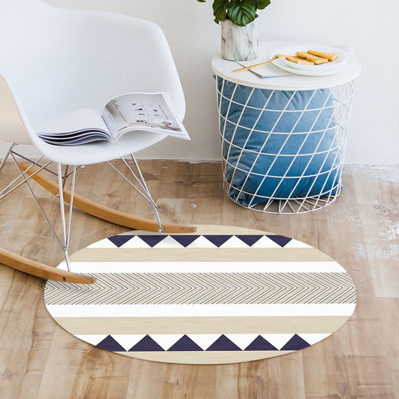 Tapis rond moderne tapis géométrique de tapis lavable de tapis en polyester non glissant pour le salon