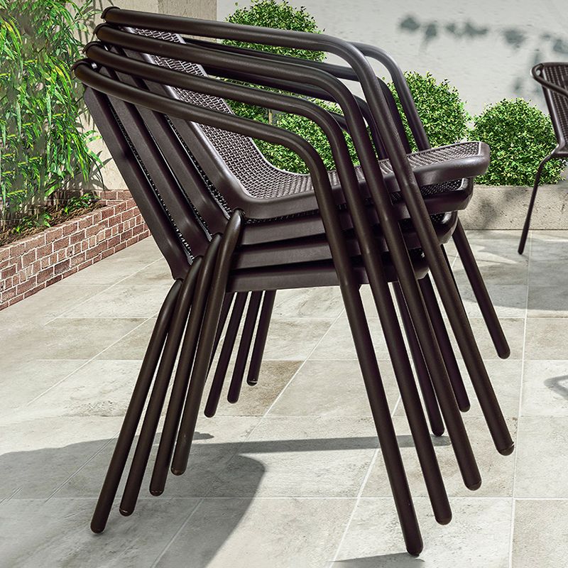 Tropical Brown Rattan Armed Chairs with Arm Patio Dining Chair