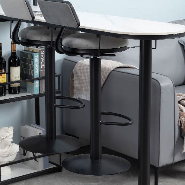 Contemporary Stone Bar Table Set 1/3 Pcs Metal Base Bar Table with Adjustable Stools