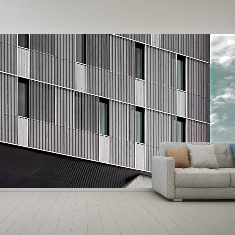 Simple Urban Architecture Wall Covering for Meeting Room, Stain Resistant