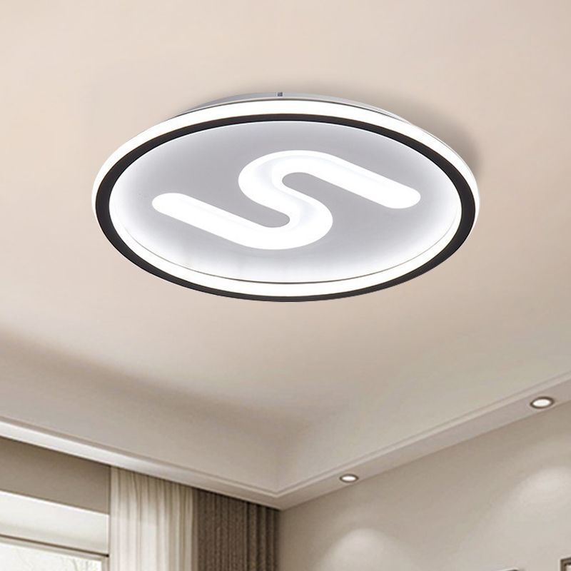 S-Shaped Acryl Plafond Verlichting Hedendaagse Zwart/Goud LED Flush Light Fixture, Warm/Wit Licht
