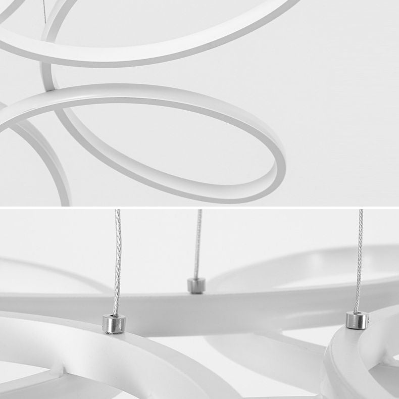 Flower Metal Hanging Light Fixture Minimalist Style LED White Chandelier Light Fixture