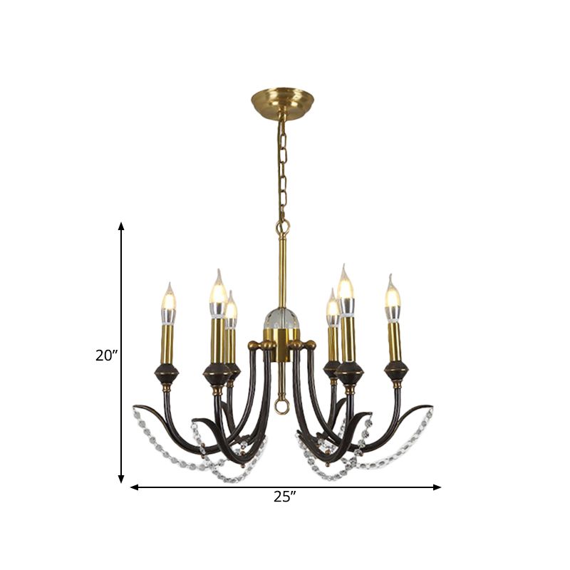 Iluminación de suspensión de bombilla abierta de metal tradicional 6/8 luces de acabado dorado lámpara colgante con cristal de cristal transparente