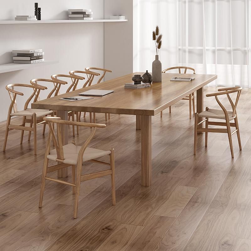 Modern Solid Wood Table for Restaurant Rectangle Brown Dining Table with 4 Legs