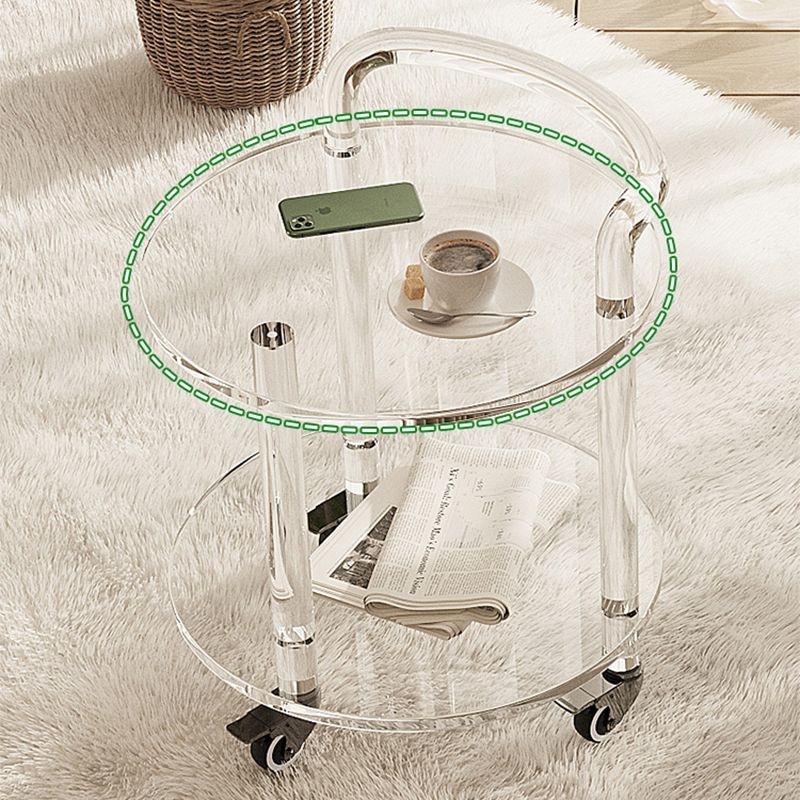 Contemporary Round Acrylic Sofa Side Accent Table with Double Tier