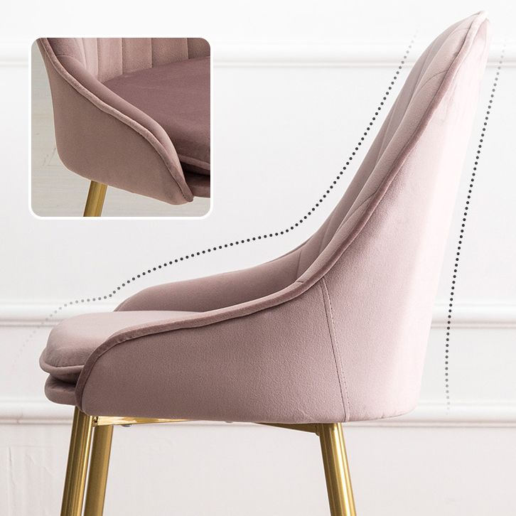 Dining Room Side Chair Glam Style Parsons Armless Chair with Golden Legs