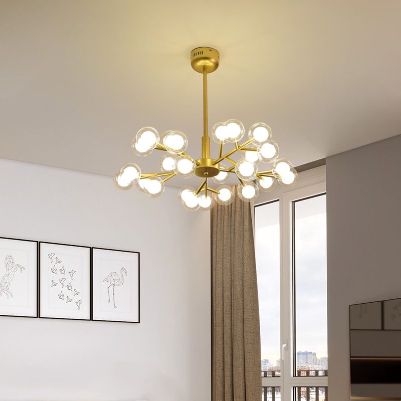 Dual Glass Glowworm Chandelier Light Nordic Style Suspension Pendant Light for Living Room