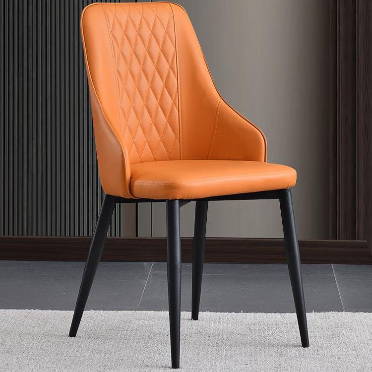 Contemporary Faux Leather Dining Chairs Metal Parsons Side Chair