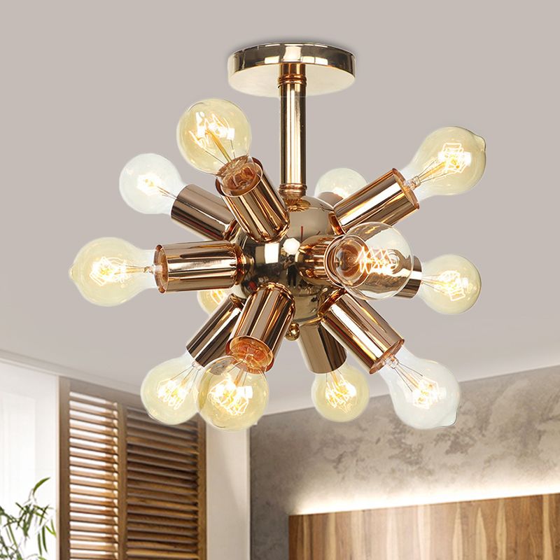 Chroom/gouden Sputnik semi-inbouw vintage ijzer 6/9/12 lichten restaurant verzonken plafondlamp armatuur